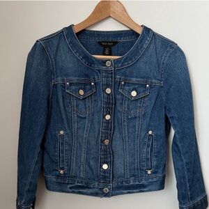 White House Black Market Cropped Blue Denim Jacket